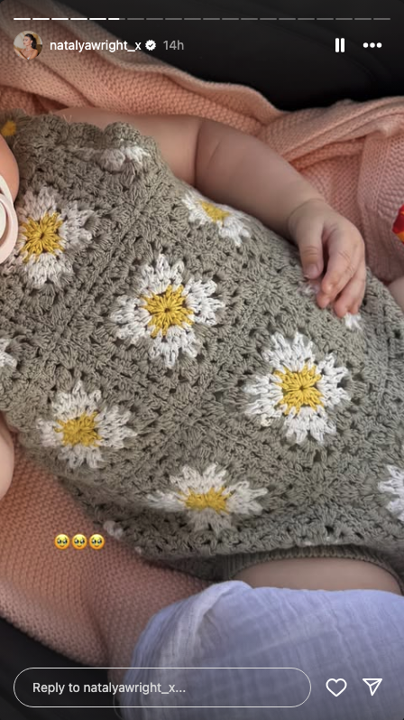 Michelle Keegan's baby Palma in a babygro