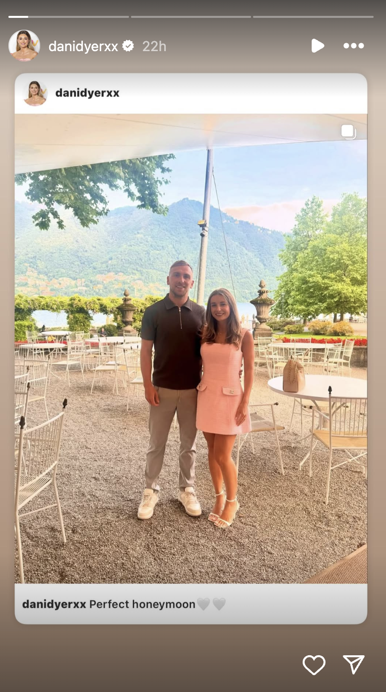 Dani Dyer shares Insta story of her and husband Jarrod Bowen