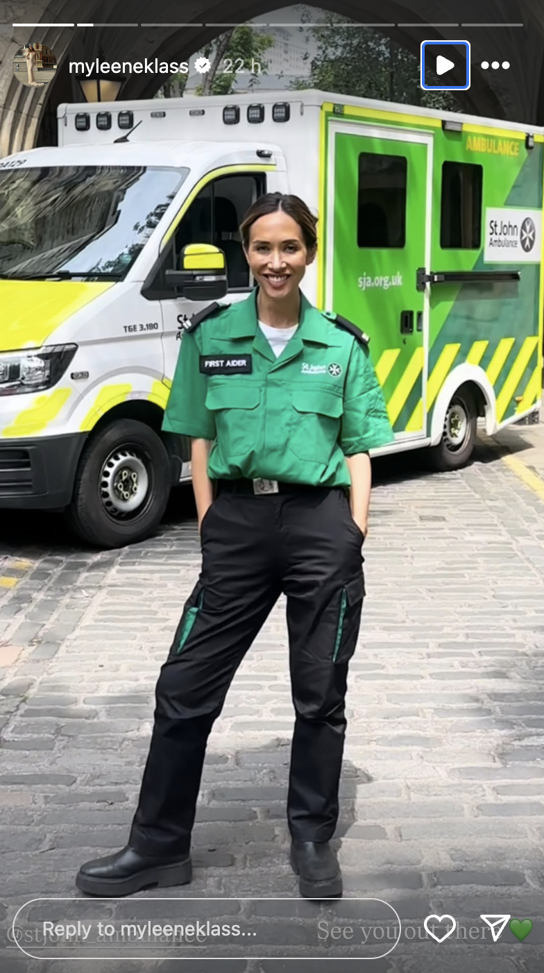Myleene Klass Insta story sharing new role