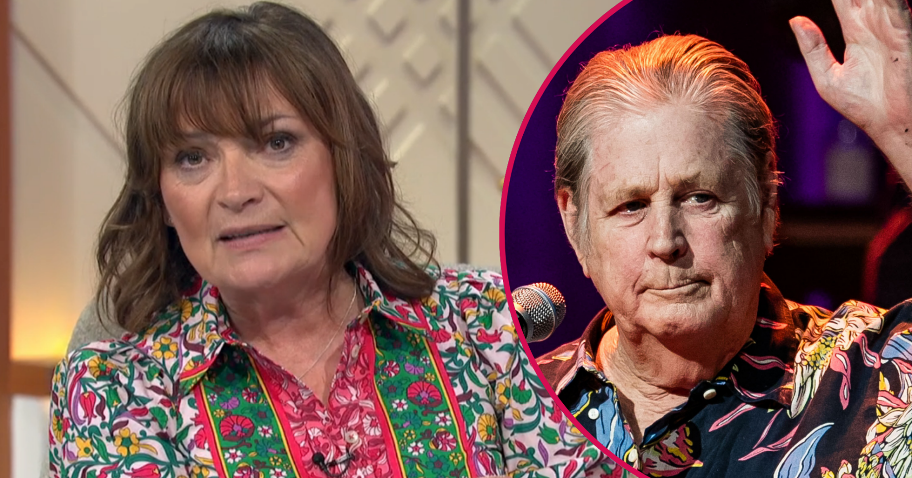 Lorraine Kelly looking concerned and Brian Wilson inset
