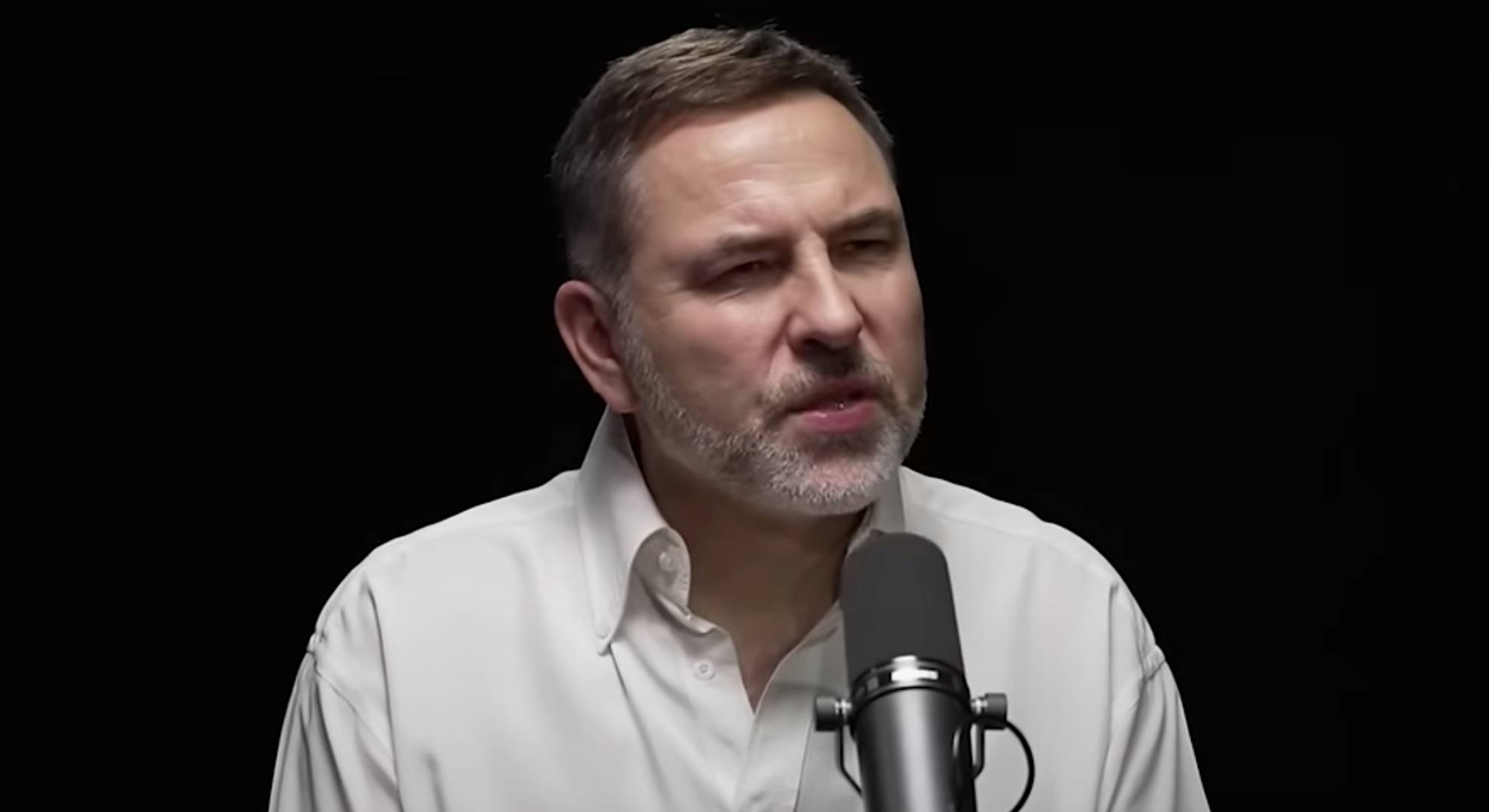 David Walliams speaks into a microphone