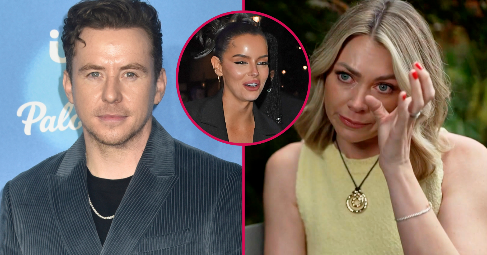 Danny Jones, Maura Higgins and his wife Georgia crying