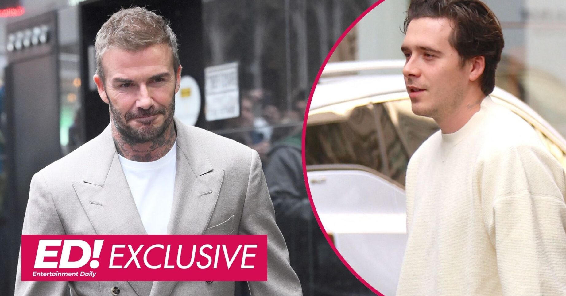 ED comp: David Beckham out on street / Brooklyn Beckham looking downcast