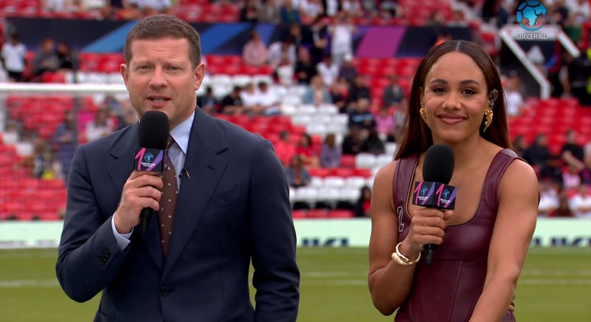 Dermot and Alex hosting Soccer Aid 2025