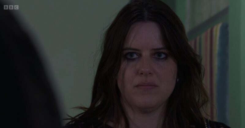 Zoe Slater looks angry in EastEnders