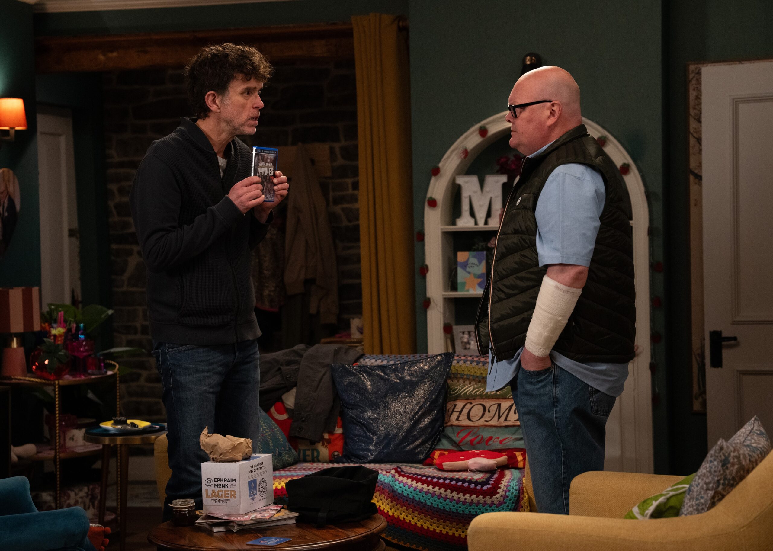 Marlon and Paddy talking at home