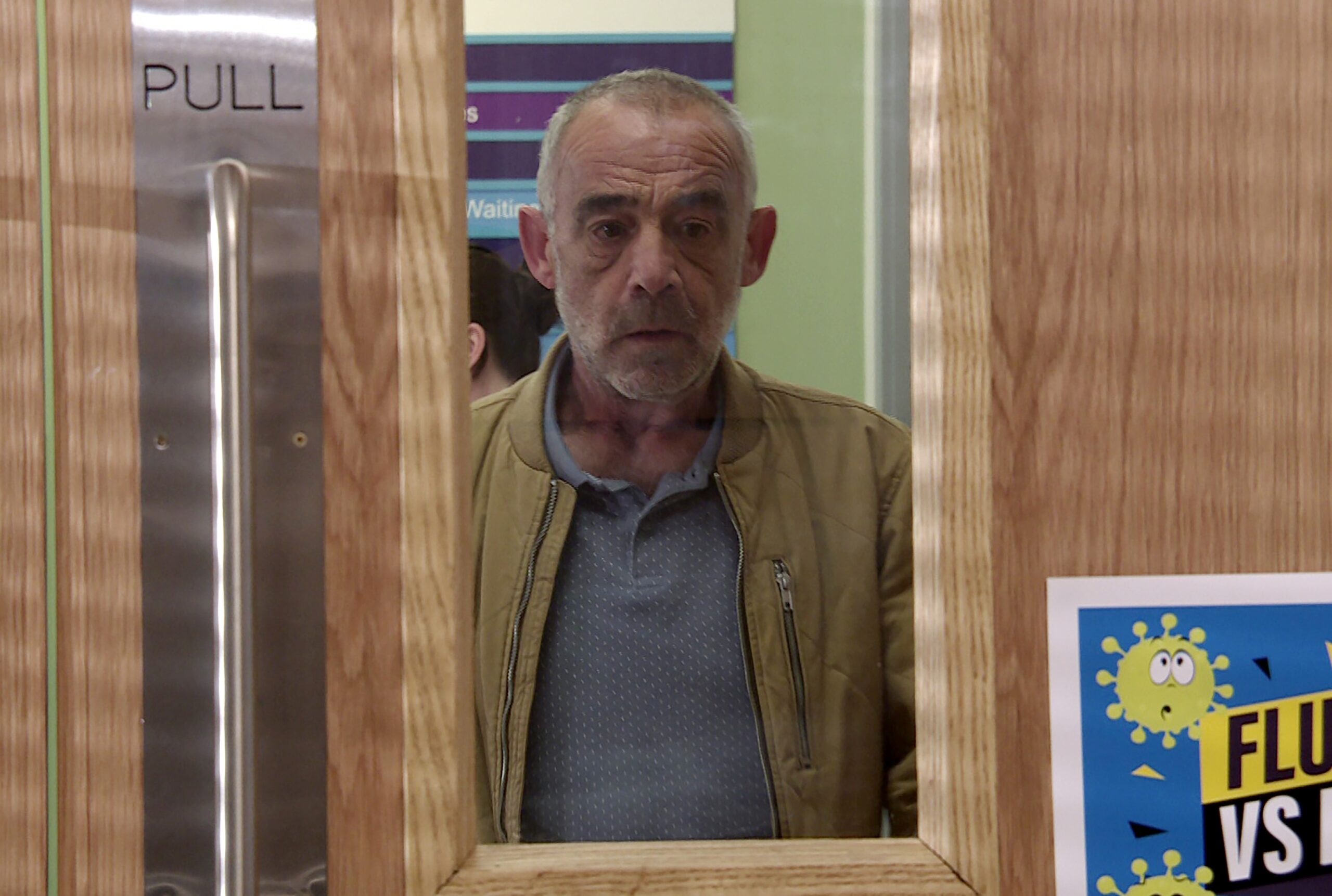 Kevin at the hospital in Coronation Street