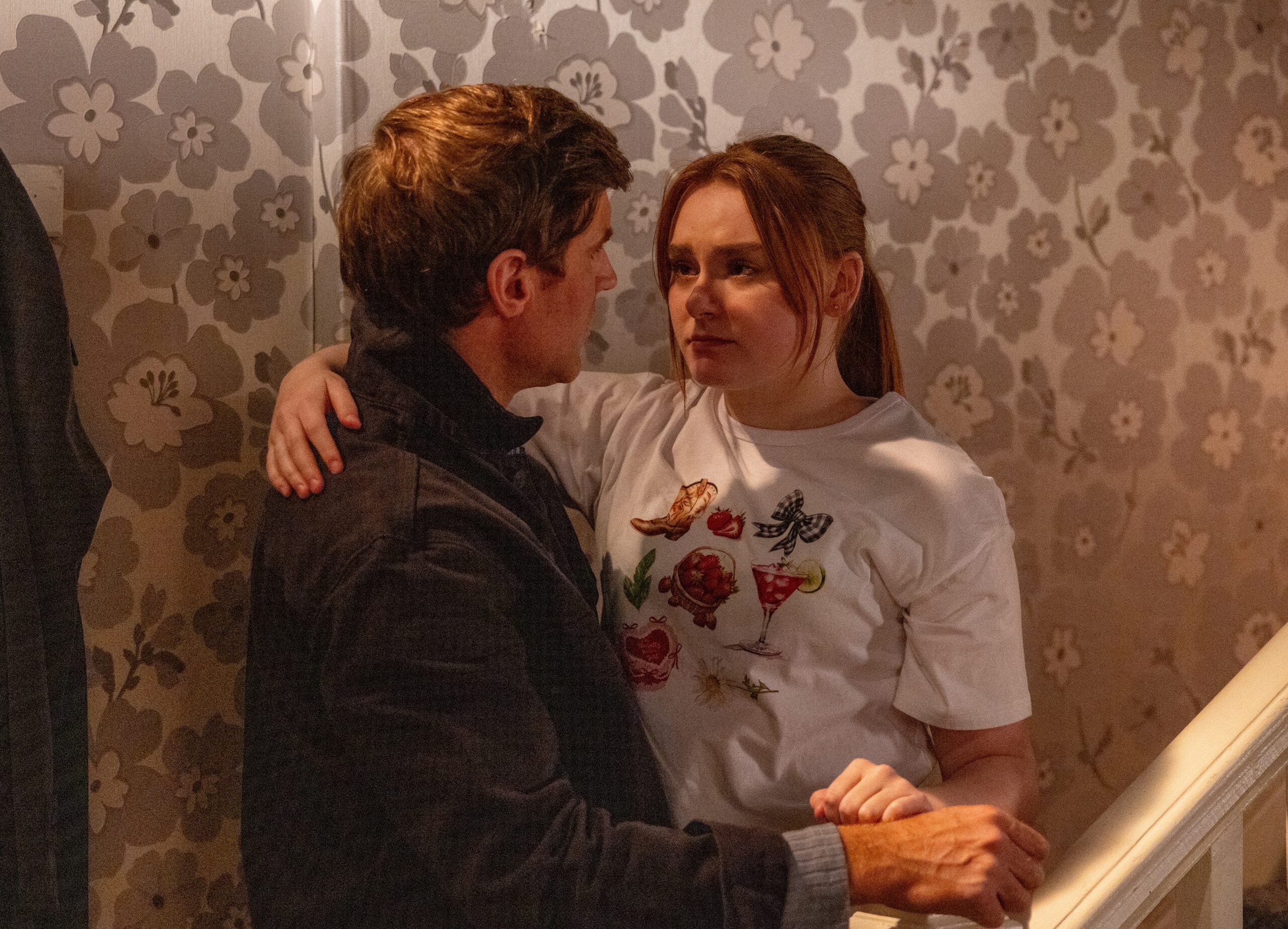 Theo supporting Millie in Coronation Street