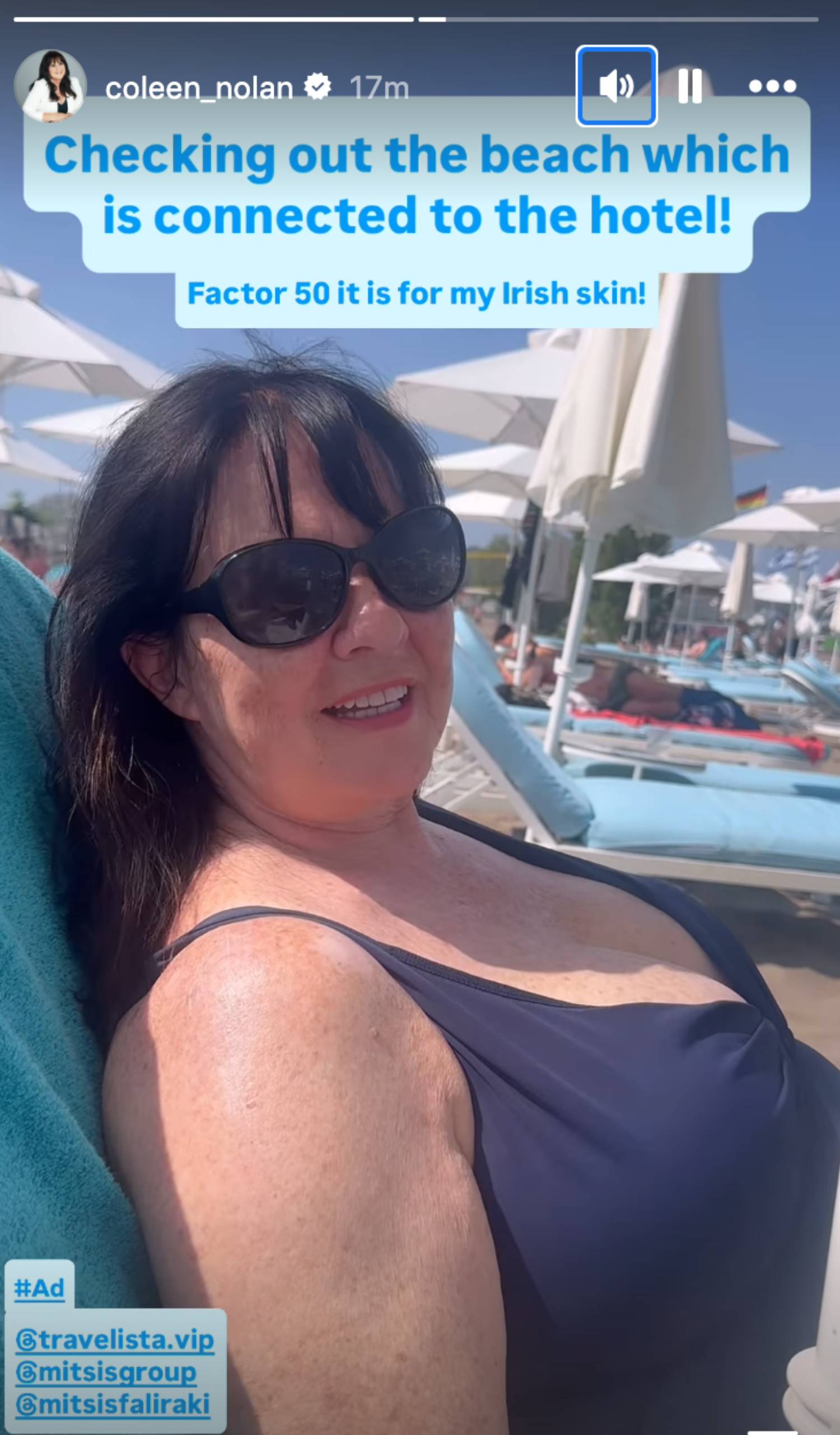 Coleen Nolan sunning herself on holiday
