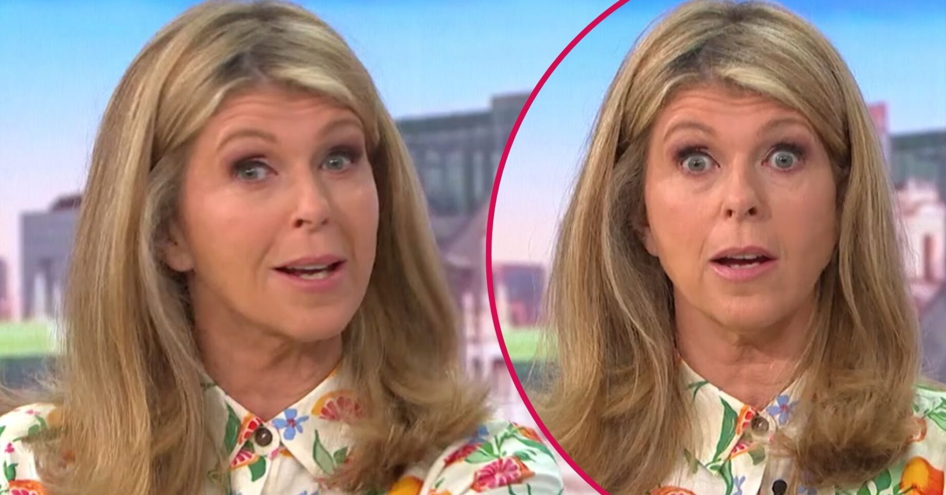 Good Morning Britain host Kate Garraway looks surprised
