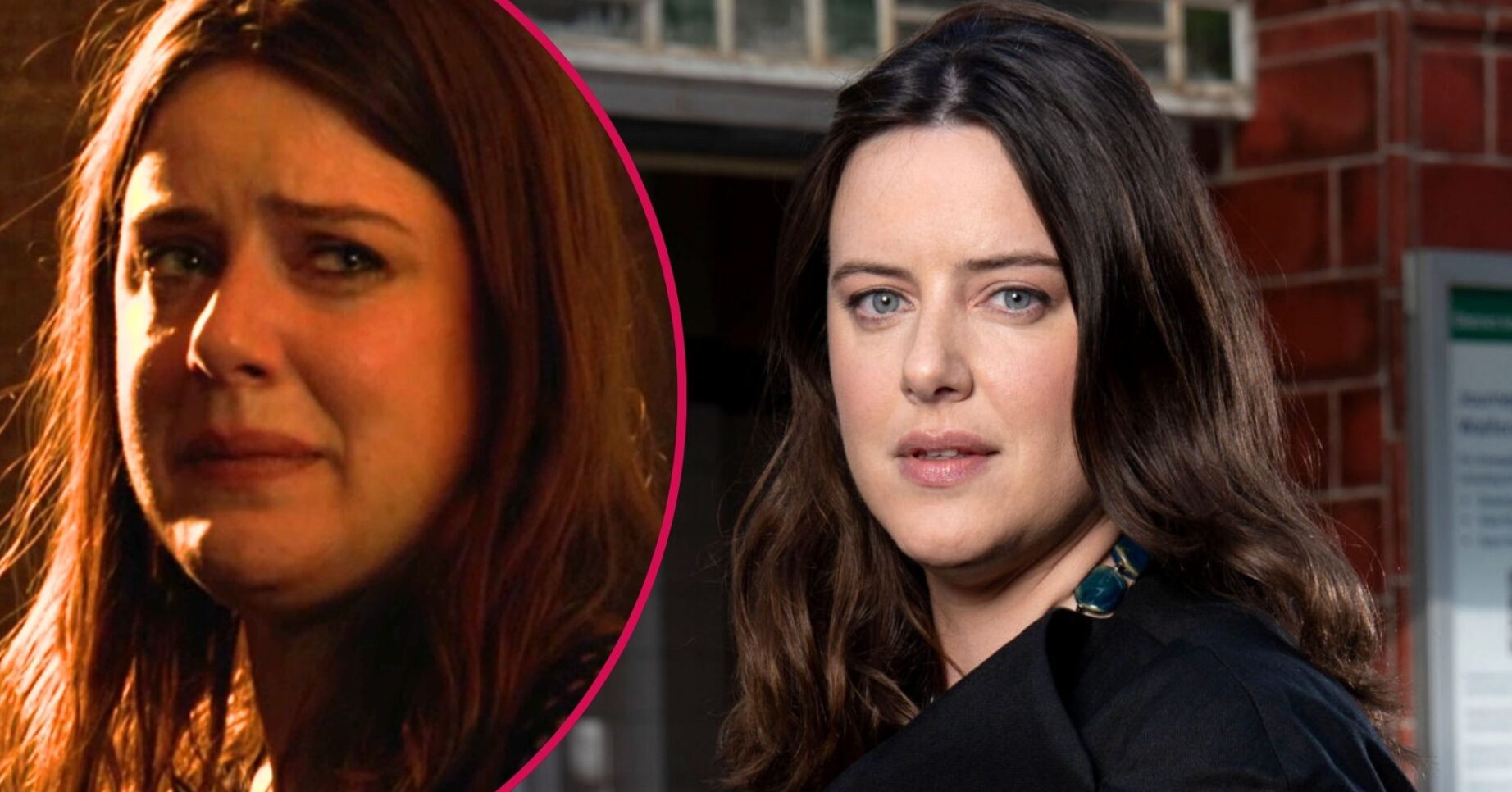 Zoe in an EastEnders publicity picture; inset, looking upset (Credit: BBC/Composite: ED!)