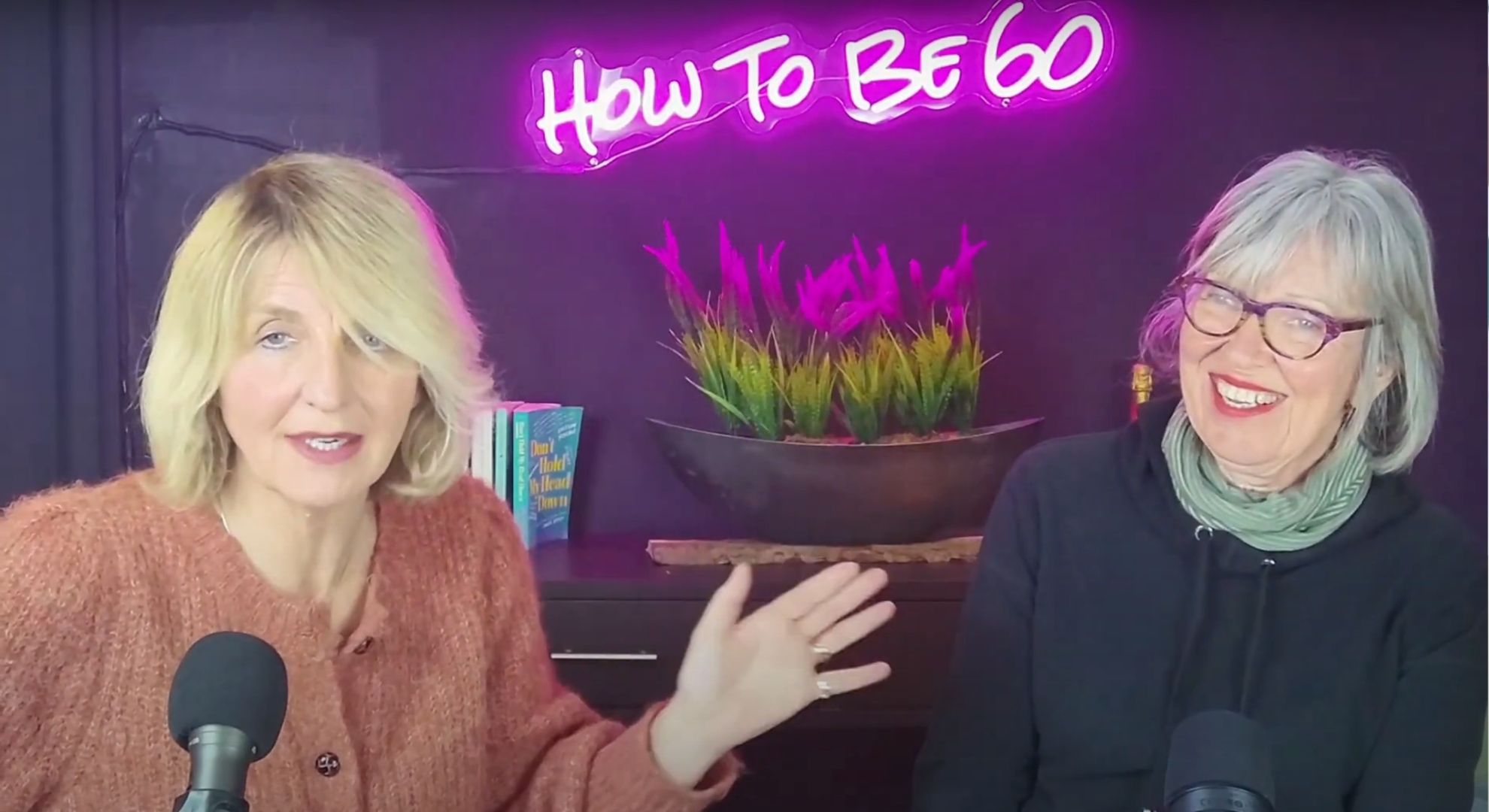 Kaye and Karen on their podcast