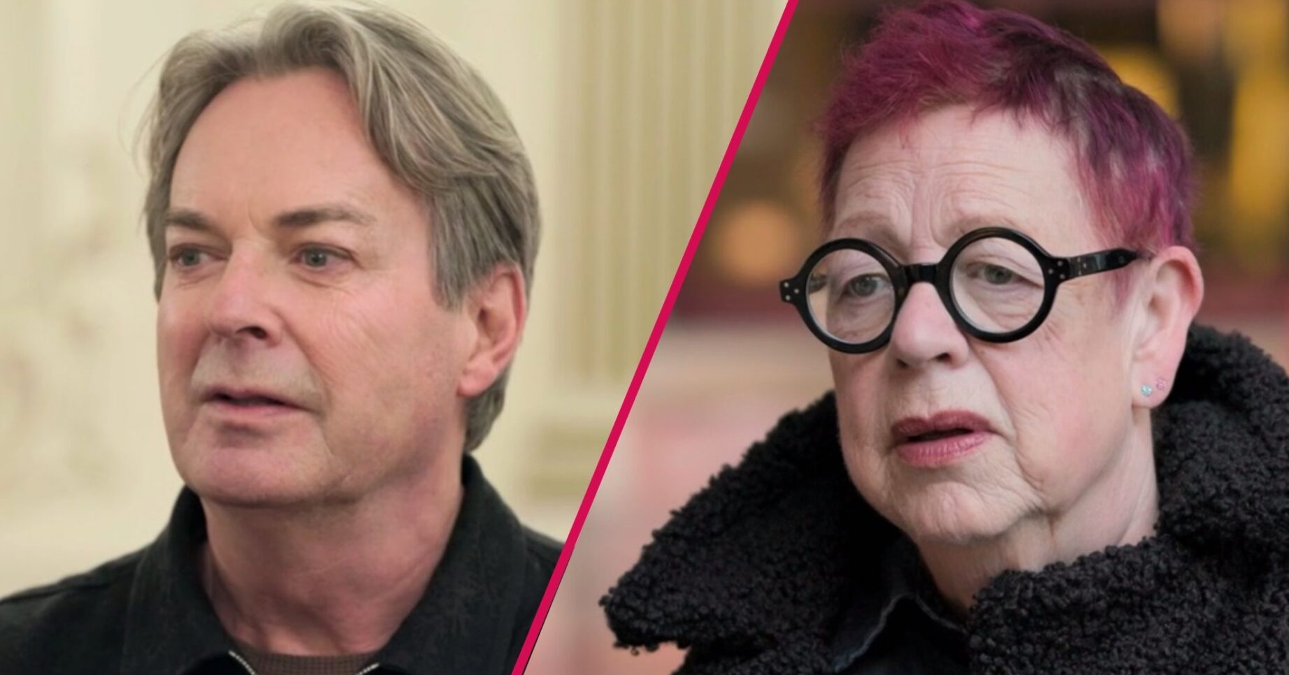 Julian Clary and Jo Brand look concerned