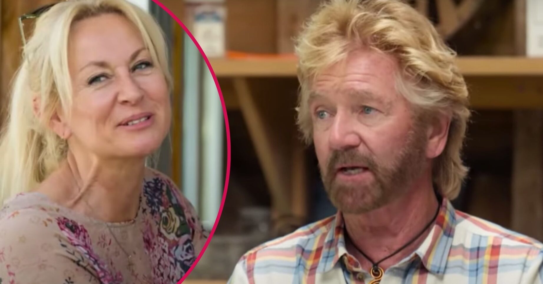 Noel Edmonds looks to his side