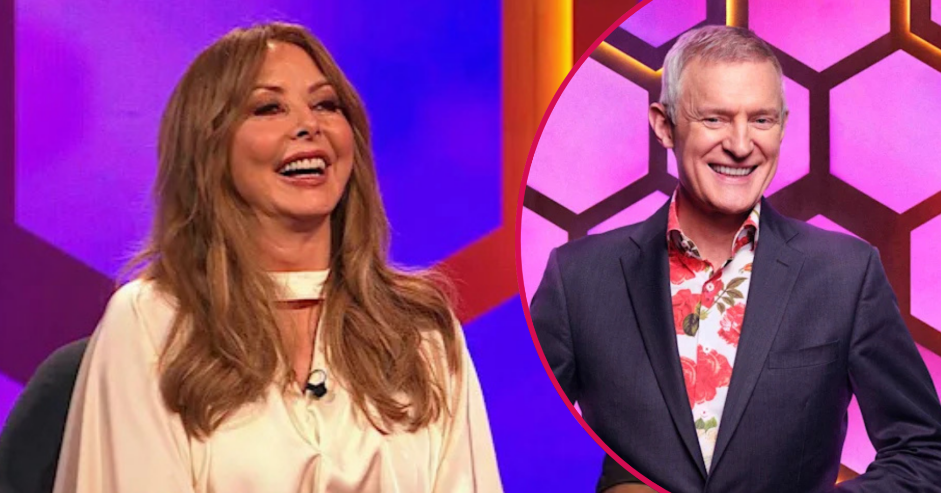 Carol Vorderman smiling and Jeremy Vine inset