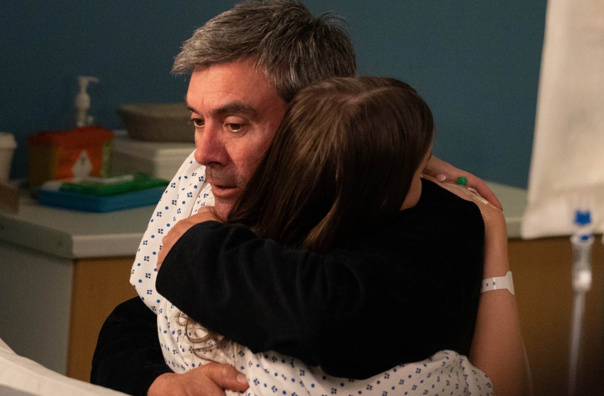 Emmerdale's Cain hugging Sarah