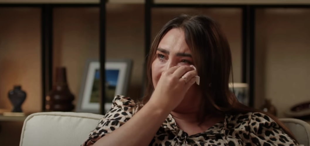 Lauren Goodger crying on podcast