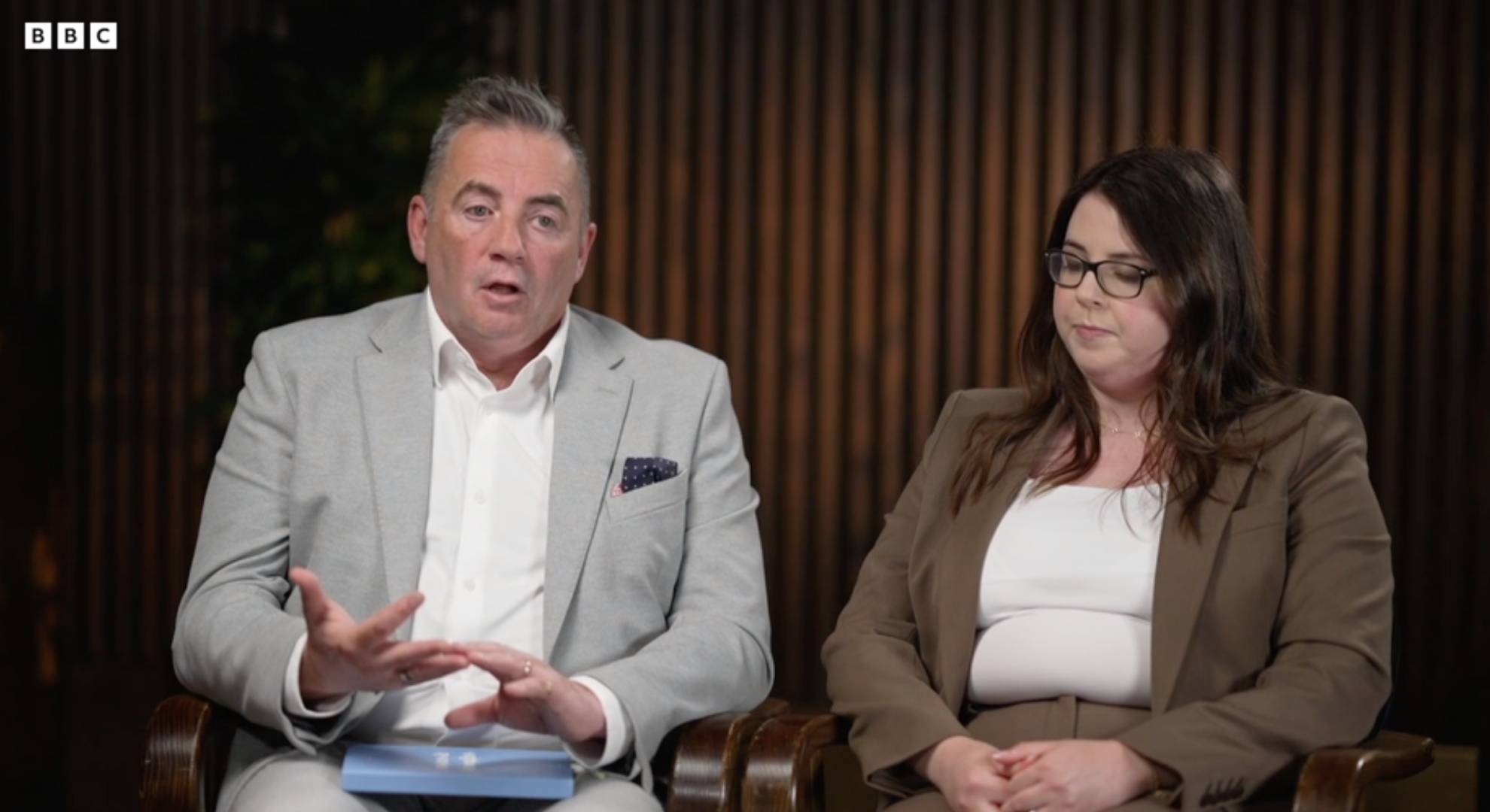 John Hunt sitting next to Amy Hunt