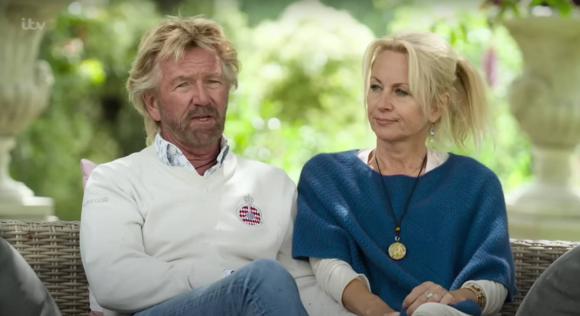 Noel Edmonds sits next to his wife