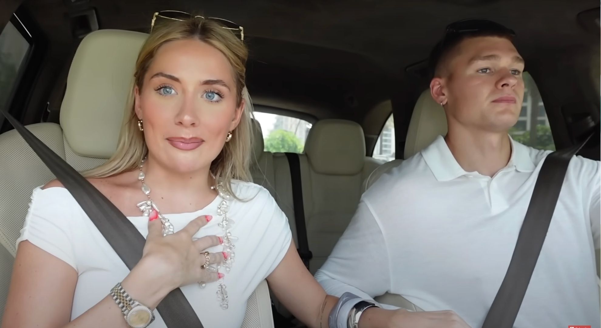 Saffron and Josh in a car 