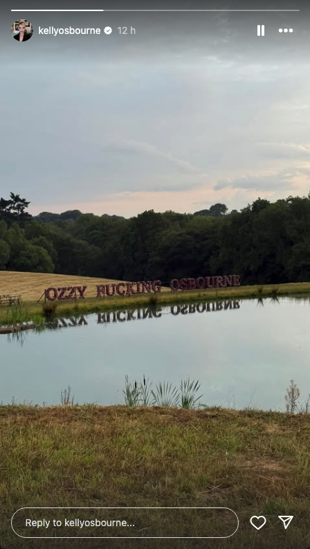 Floral tribute to Ozzy Osbourne by the family's lake