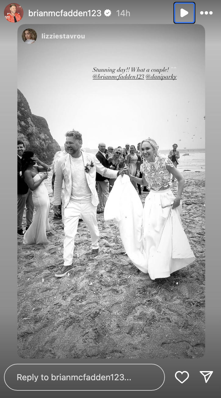 Brian and Danielle on the beach for their wedding 