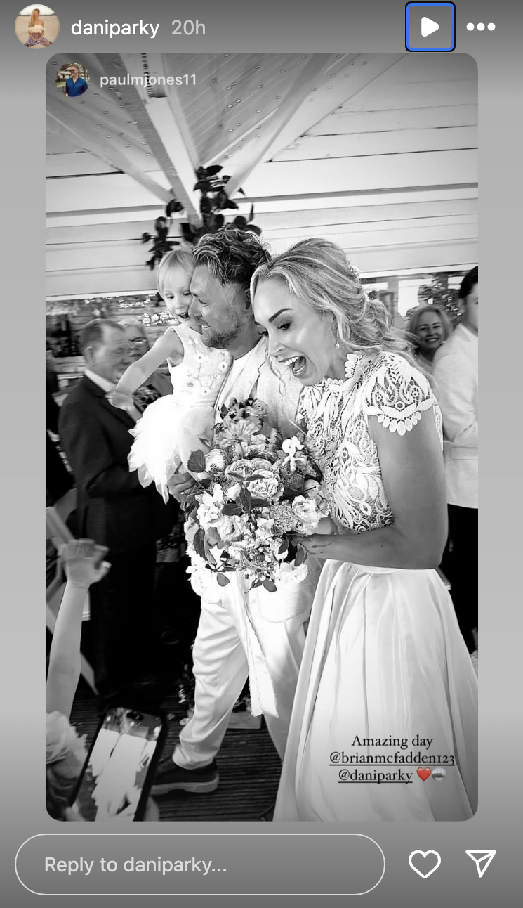 Brian McFadden and Danielle on their wedding day 