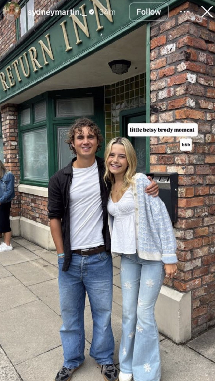 Coronation Street's Brody and Betsy outside Rovers