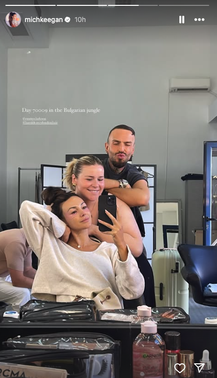 Michelle Keegan at work with her glam team