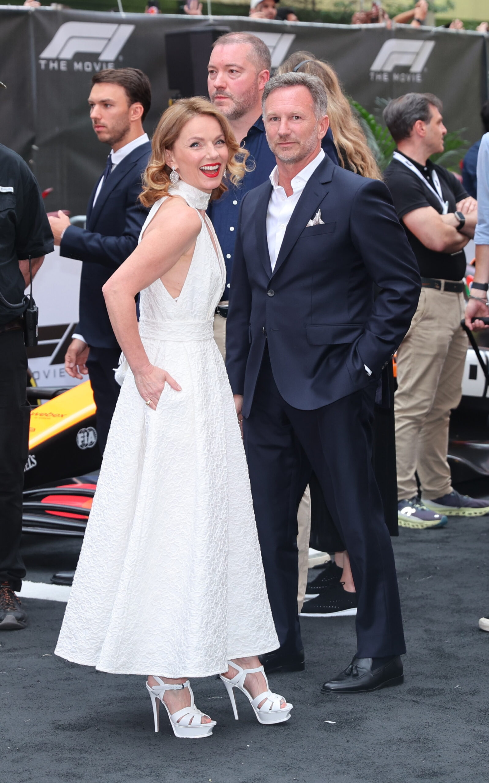 Geri Halliwell and Christian Horner smiling