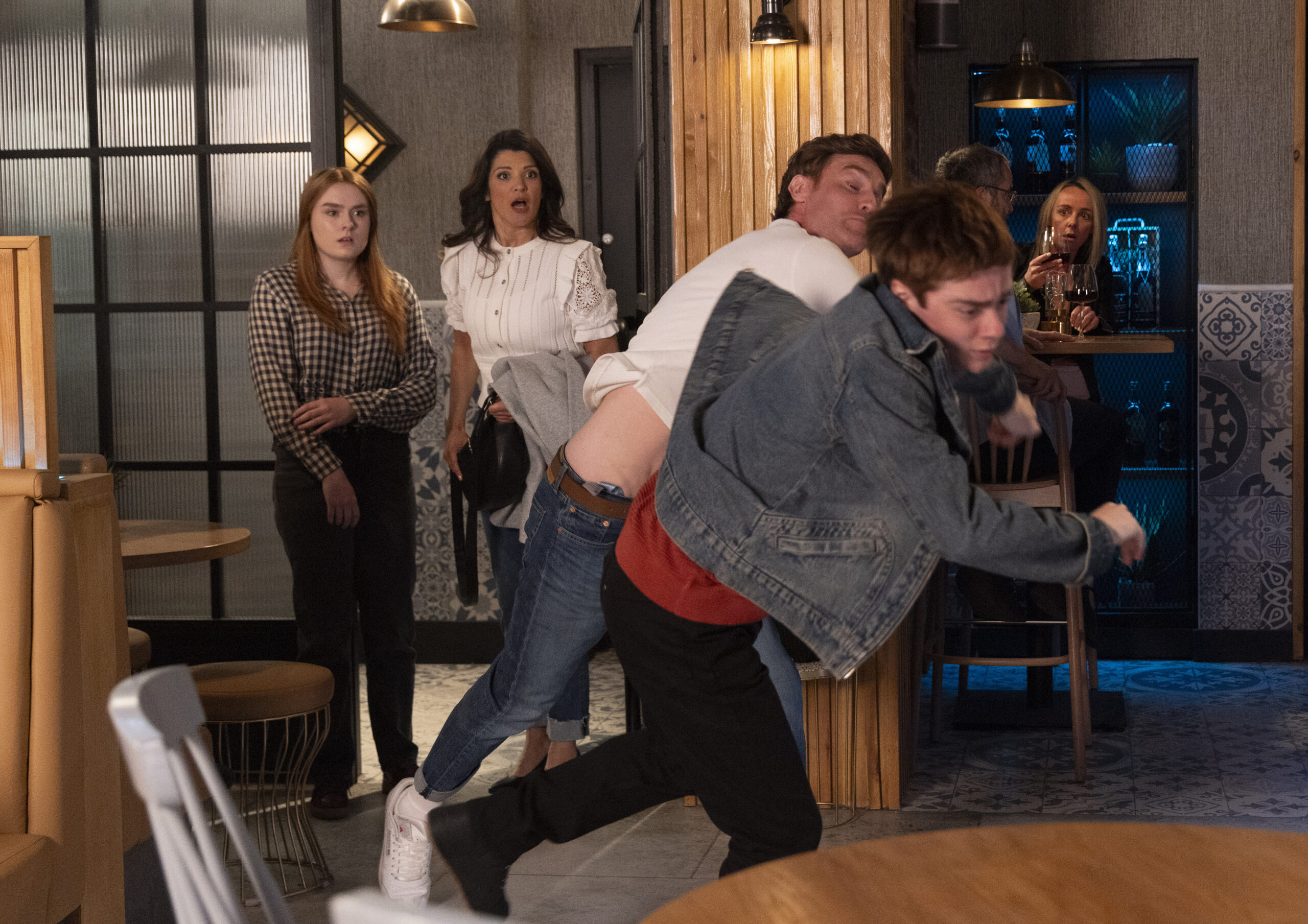 Theo punches his son on Coronation Street