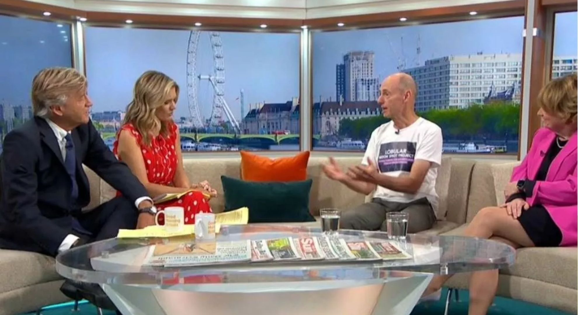 Richard Madeley and Charlotte Hawkins interviewing Tristan on GMB