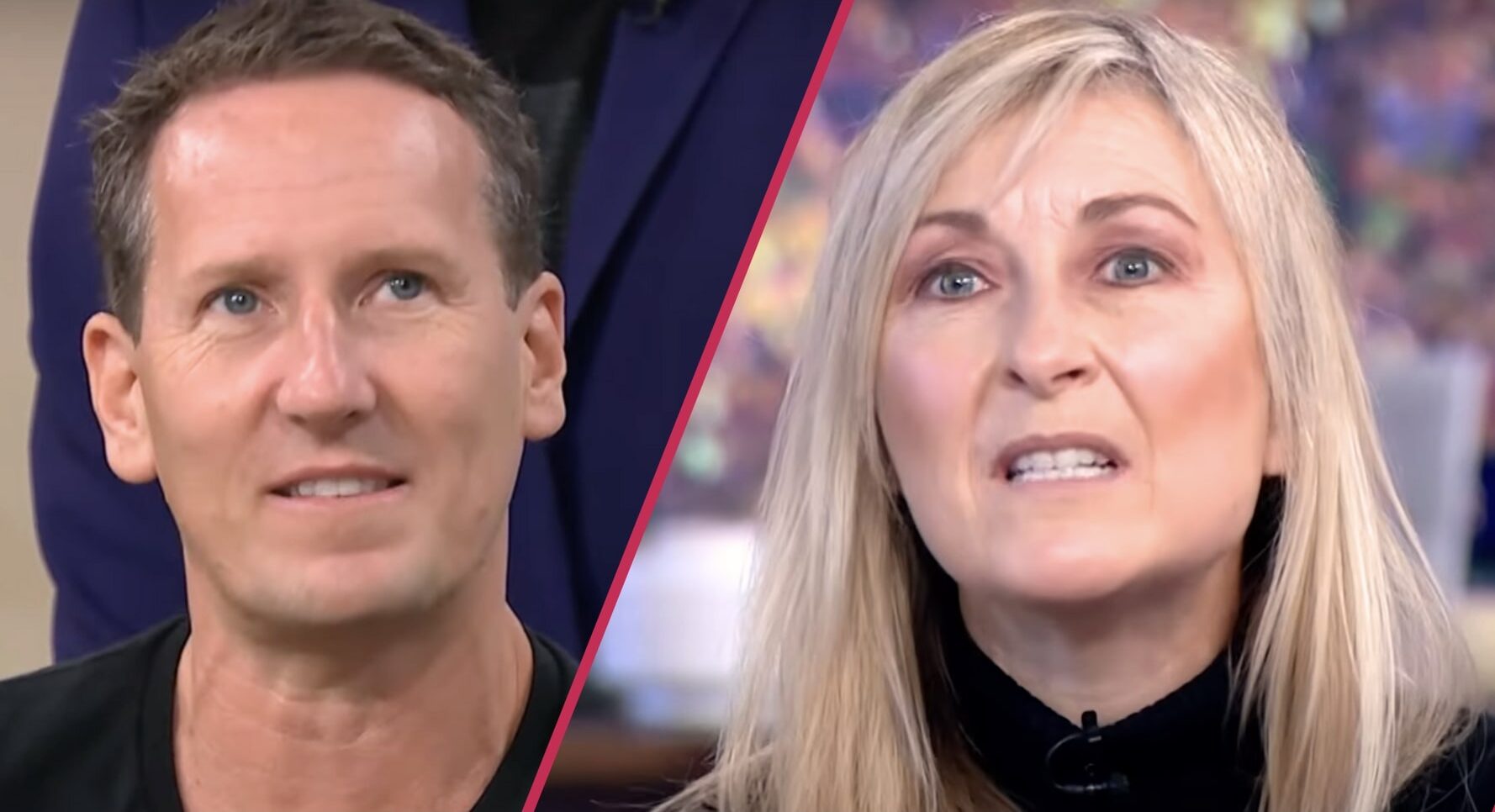 Fiona Phillips and Brendan Cole split screen image