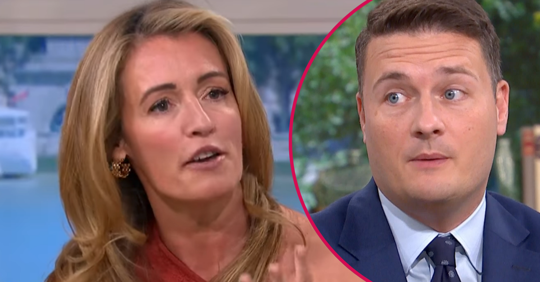 Cat Deeley and Wes Streeting speaking on This Morning