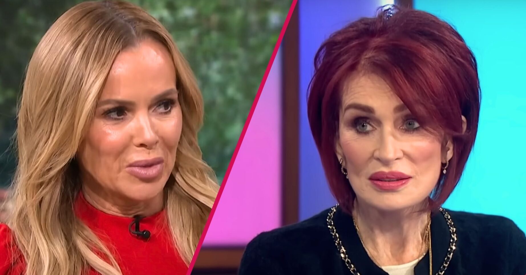 Amanda Holden split screen with Sharon Osbourne