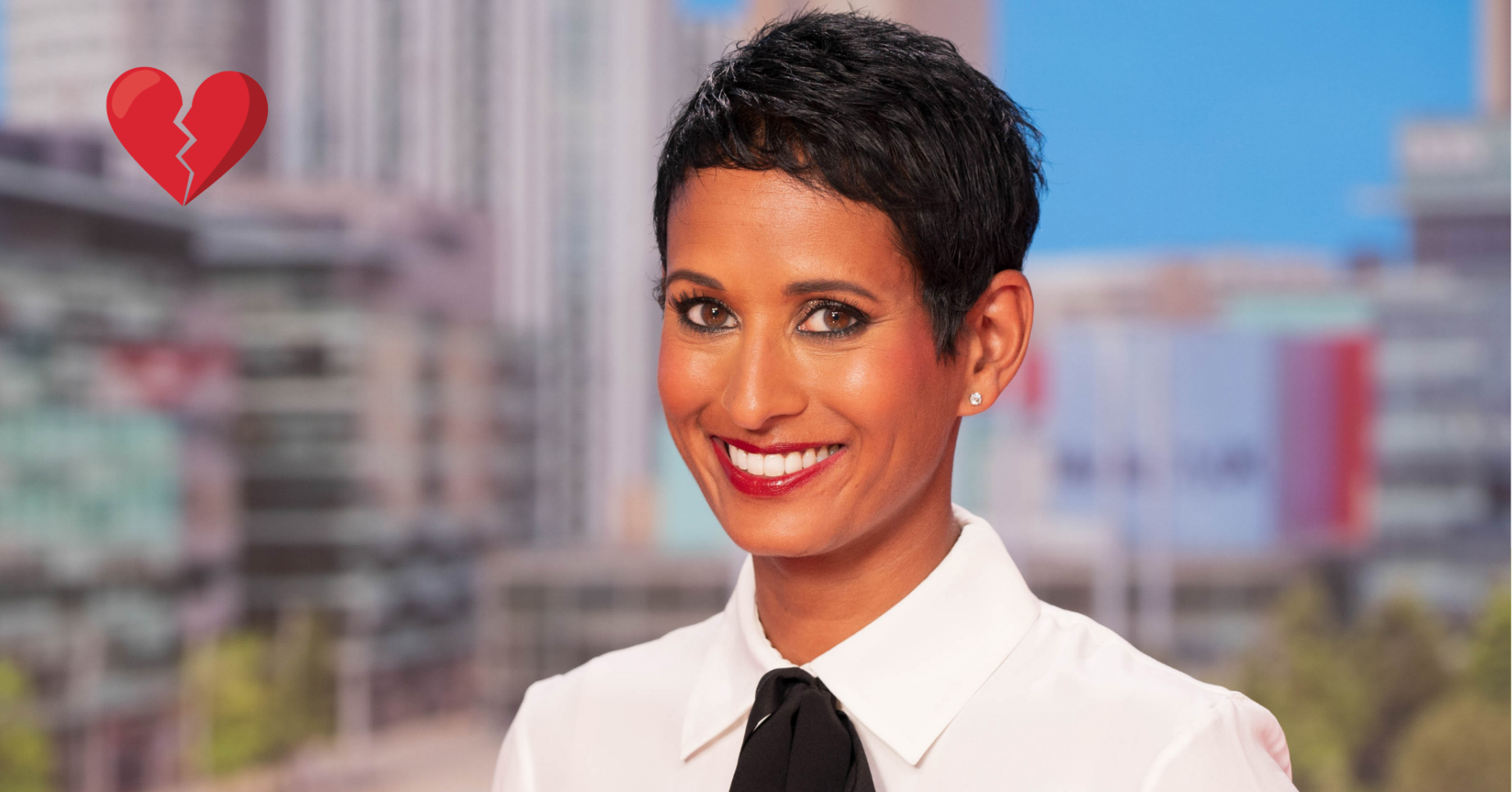 Naga Munchetty on BBC Breakfast smiling