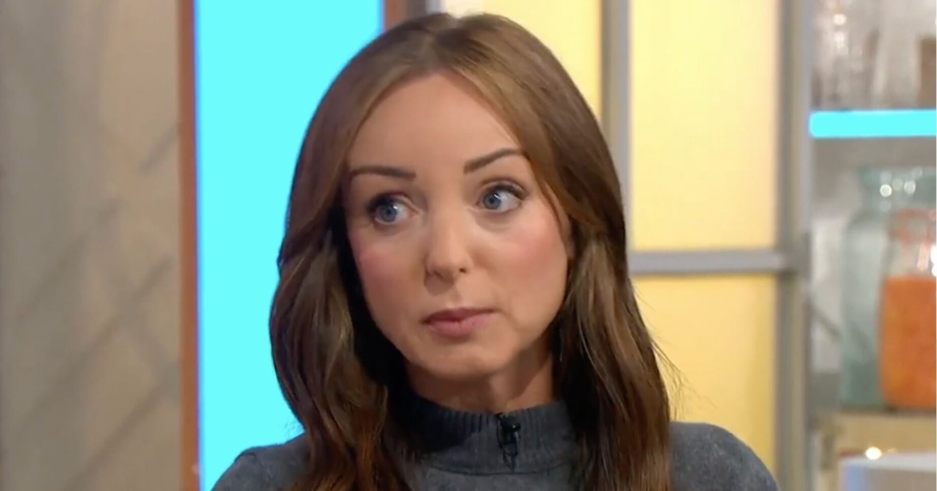 Helen George looking seriois