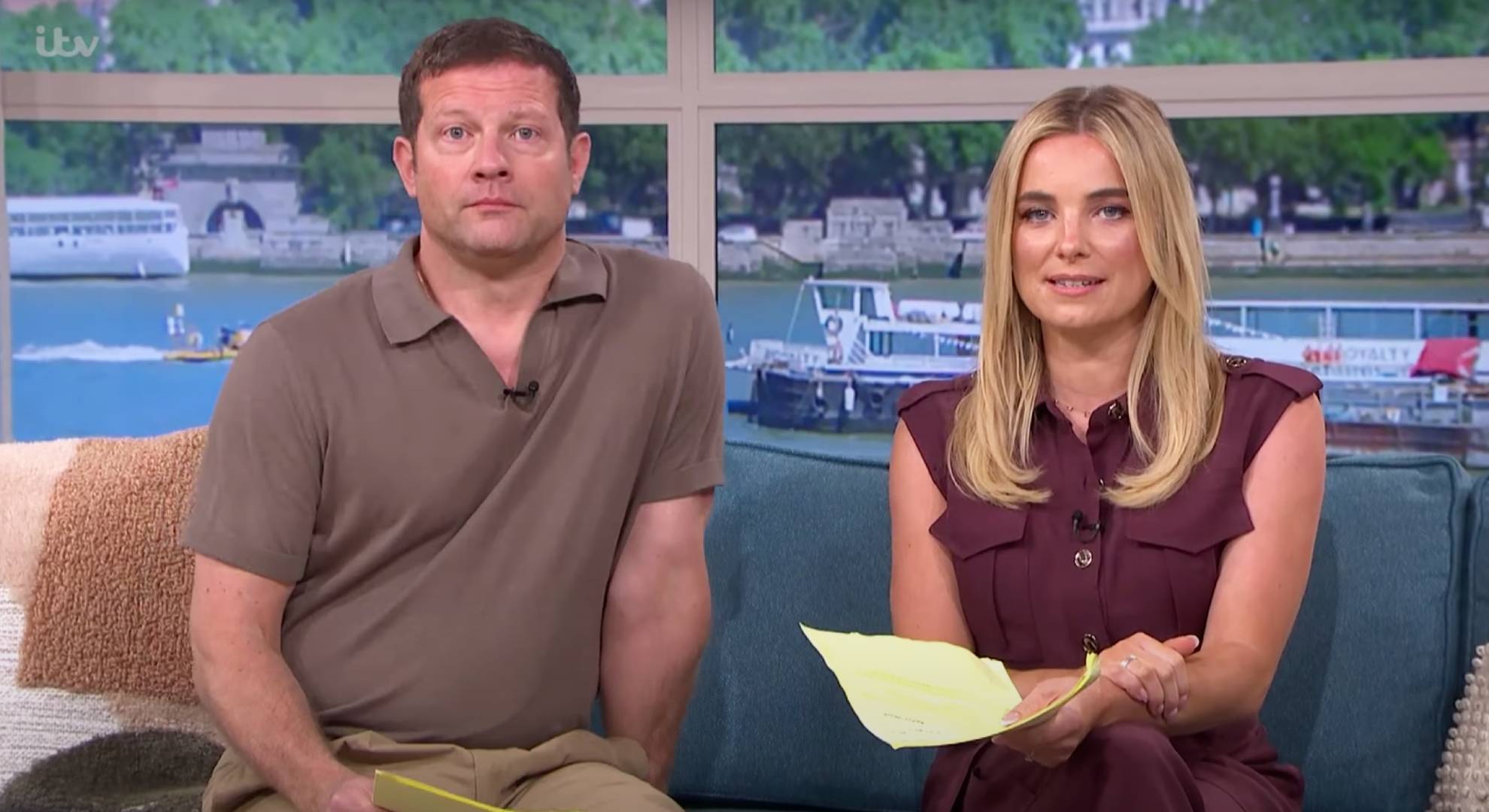 Dermot O'Leary looks surprised, Sian Welby reads aloud