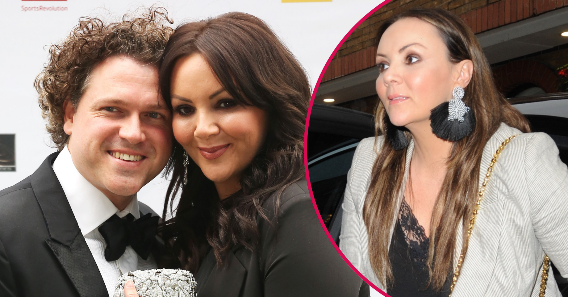 Jack McManus and Martine McCutcheon smiling and Martine inset