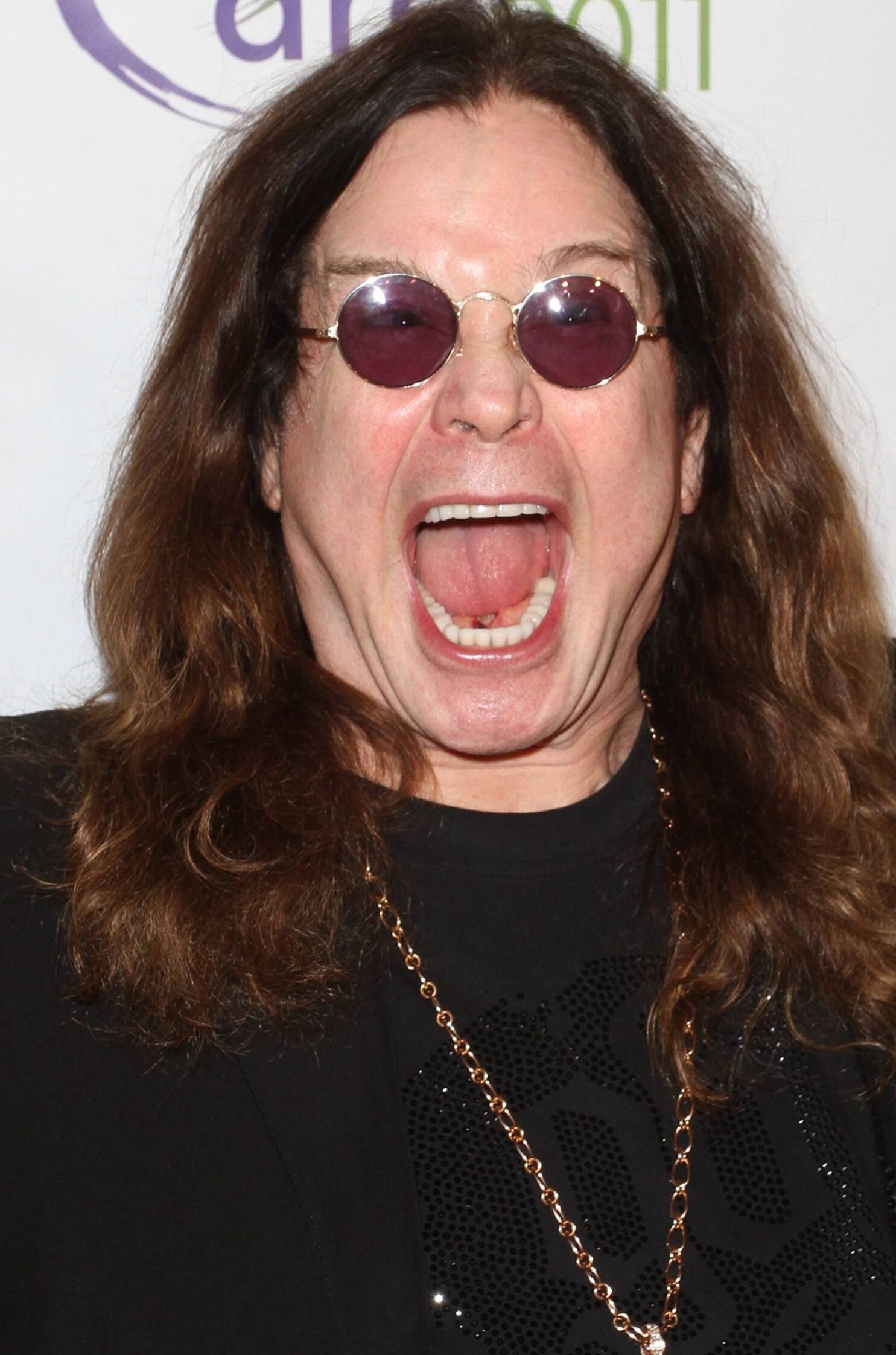 Ozzy Osbourne with his mouth wide open