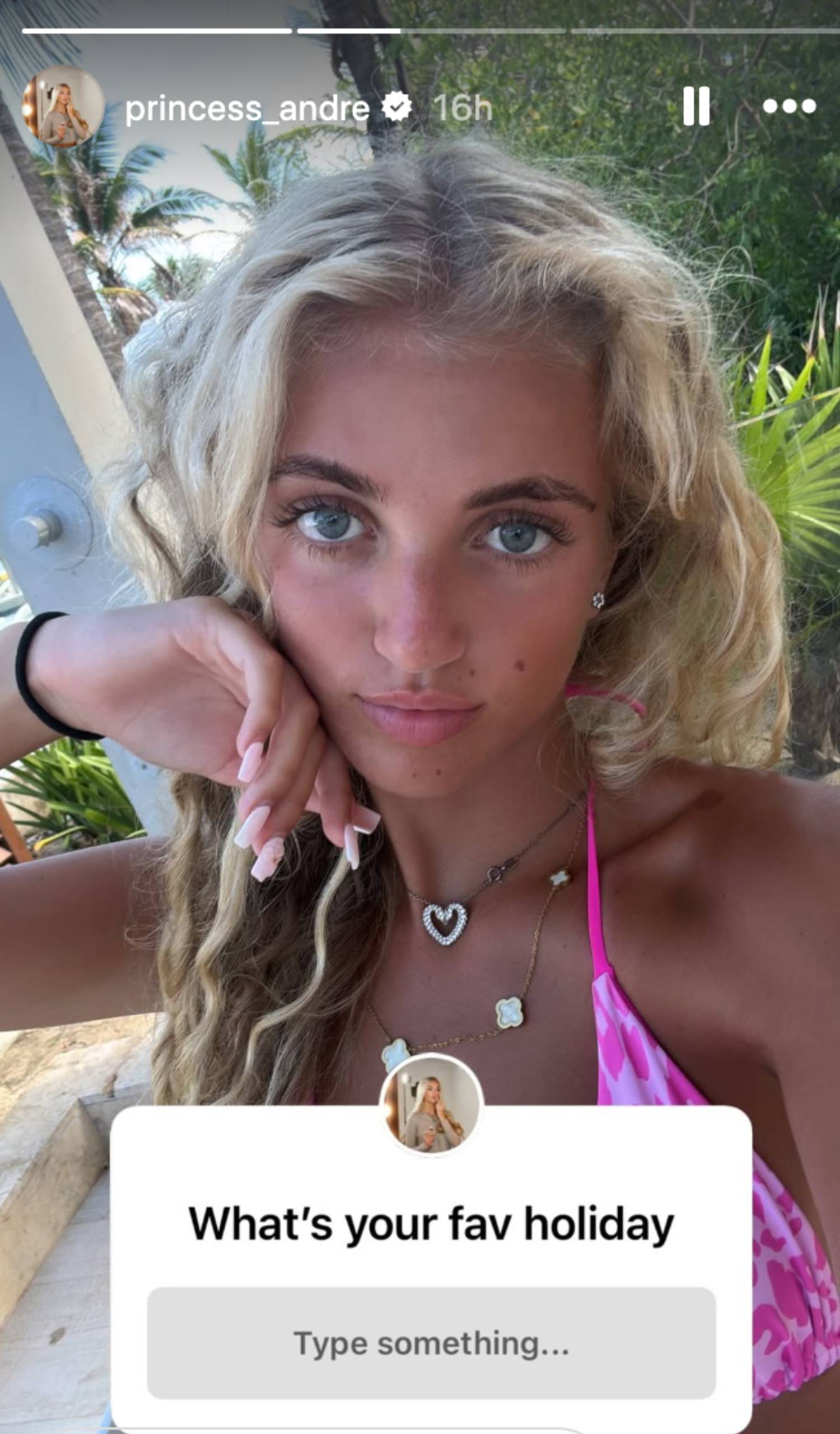 Princess Andre poses for a selfie