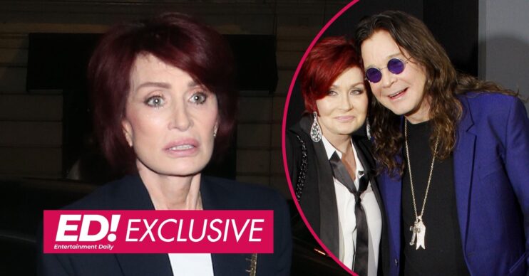 Sharon Osbourne looking in front / Sharon and Ozzy Osbourne smiling