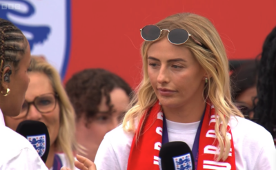 Backlash as Chloe Kelly swears at the BBC's Lionesses Champions' Celebration Chloe Kelly at the Lionesses victory parade