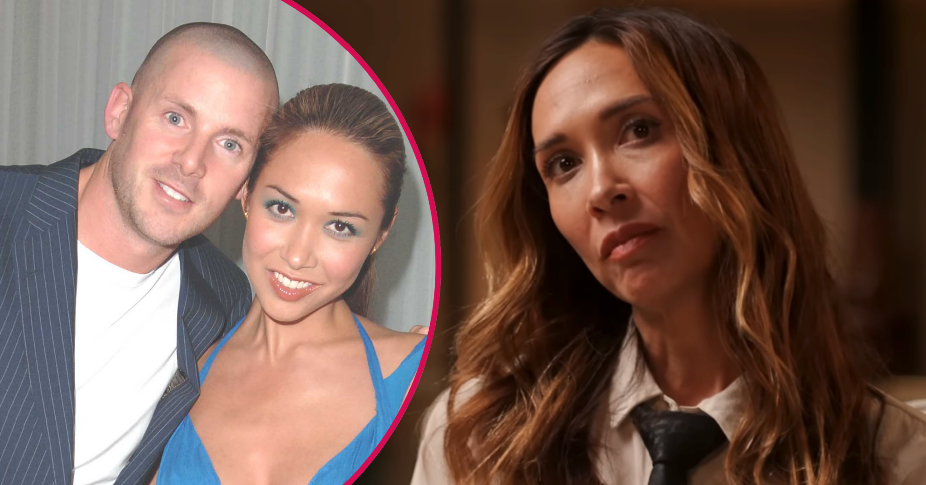 Myleene Klass and her ex-husband inset