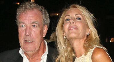 Jeremy Clarkson is wide-eyed, Lisa Hogan tilts her head back