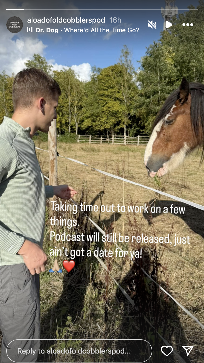 Freddy Brazier Instagram story