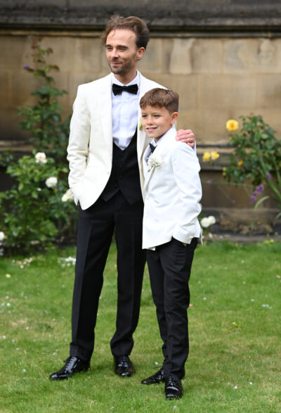 Jack P Shepherd and his son at his wedding