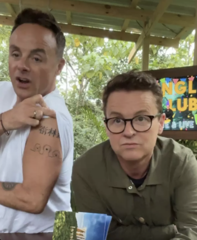 Ant McPartlin showing off his tattoo