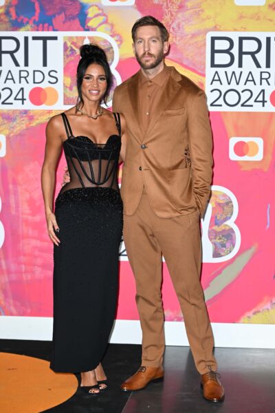 Calvin Harris and Vick Hope at the 2024 BRIT Awards