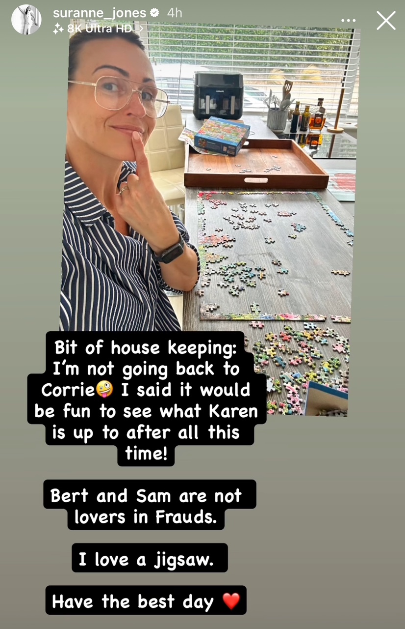 Suranne Jones posts an Instagram story shutting down return rumours